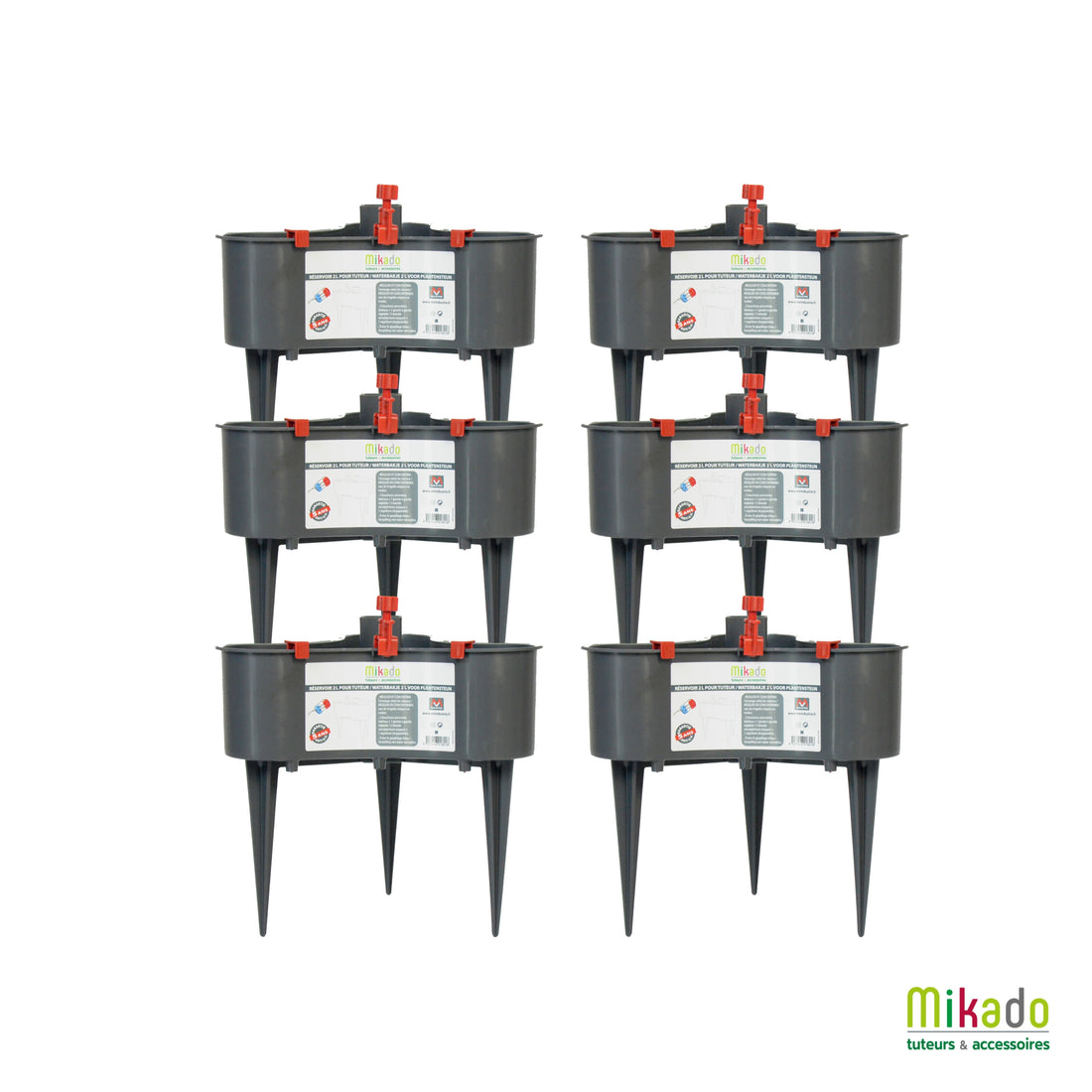 Lot de 6 Réservoirs 2L pour tuteur Mikado