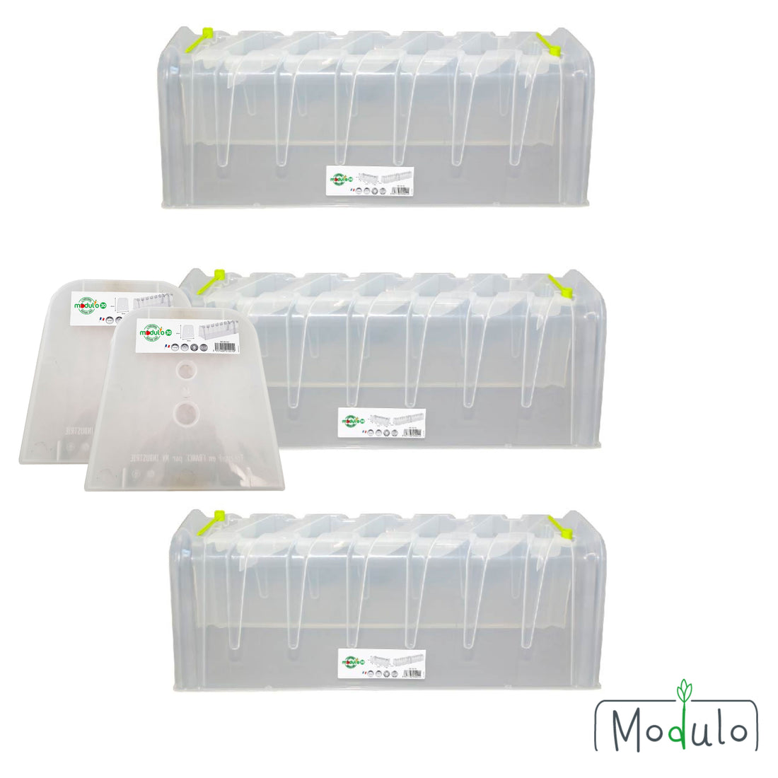 Lot de 3 tunnels Modul'o 30 + 2 embouts + 6 piquets